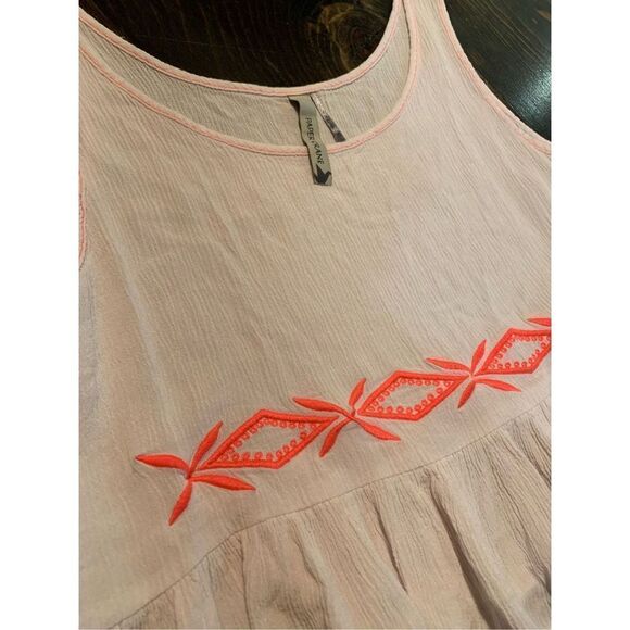 Large BOHO Sleeveless Blouse-Paper Crane-Wht/Orng Embroidered Tank EUC - Picture 4 of 6